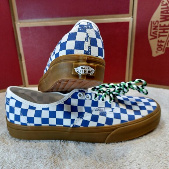 Vans Men's 13 Authentic Blue/Gum Checkerboard VN0009PVY6Z - Picture 3 of 12